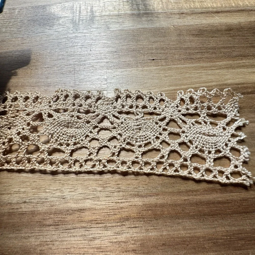 Vintage ROTH IMPORT CO. Spool Of Ecru Crochet Lace Edge Beige 50yd‎ X 2in